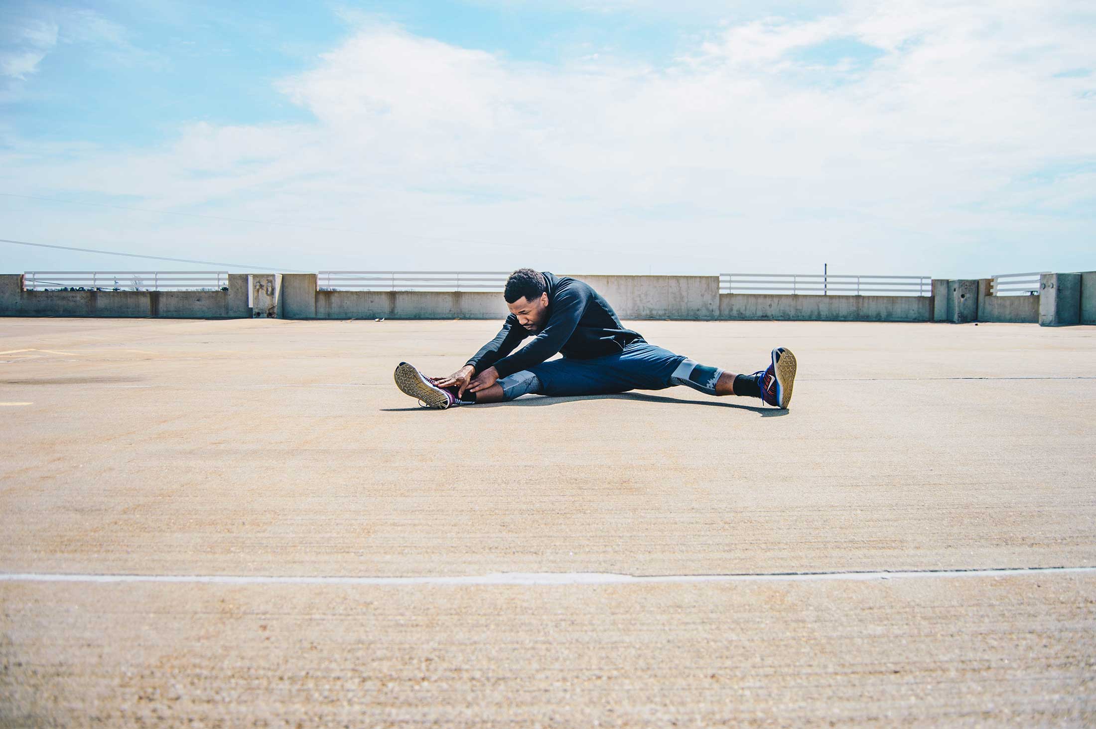 athletes stretching